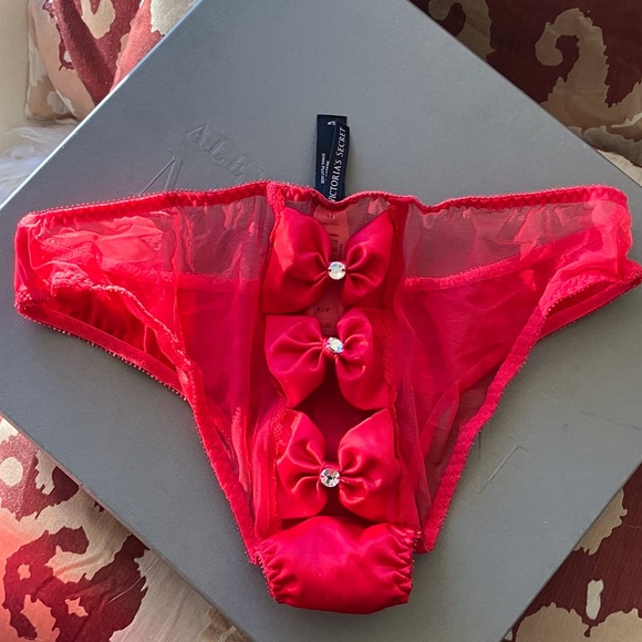 NWT Victoria Secret vintage sexy little thing bow diamond Christmas panty small NWT Victoria Secret vintage sexy little thing bow diamond Christmas panty small